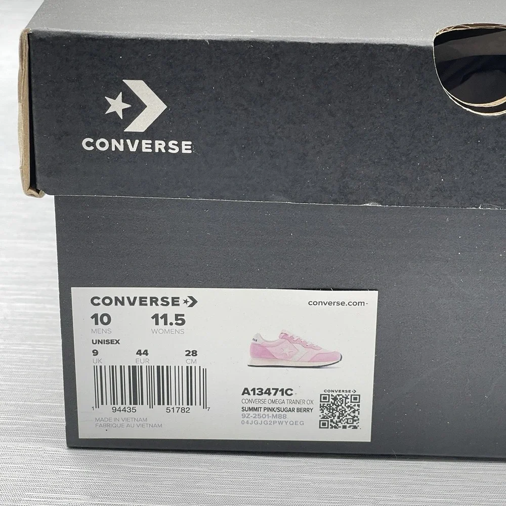 Converse Men's 10 Sneakers Pink Omega Trainer Women's 11.5 Retro Leather A13471C